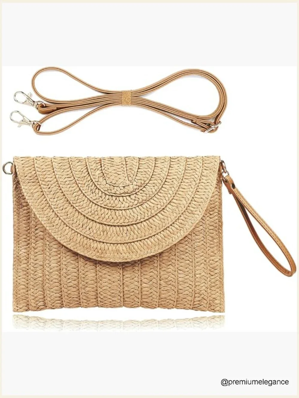 Woven Straw Clutch Handbag Envelope Beach Summer Purse Crossbody